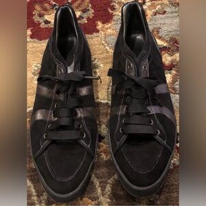 TE CASAN Limited Edition 5/100 black pewter leather suede sneakers shoes 38 8